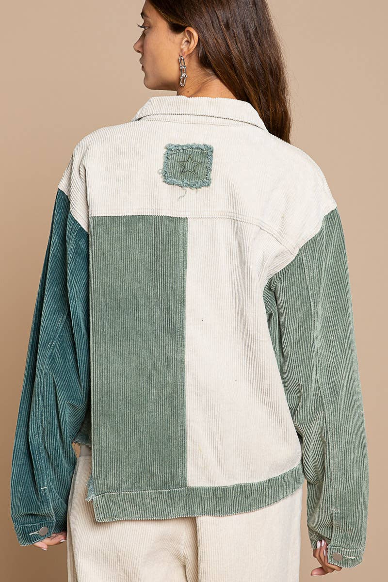 Beige/Dusky Olive Corduroy Jacket
