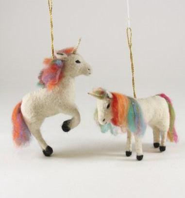Rainbow Unicorn Felt Ornaments