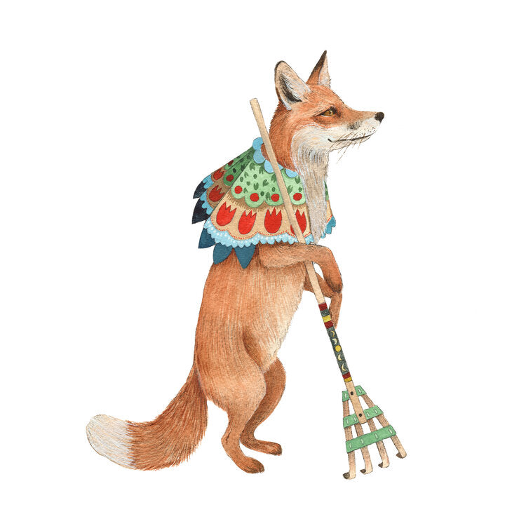 Woodland Garden: Fergus the Raking Fox - Art Print