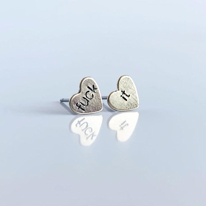 Fuck It Heart Studs
