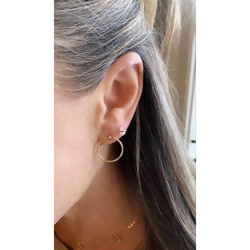 Orbit Hammered Hoop Studs