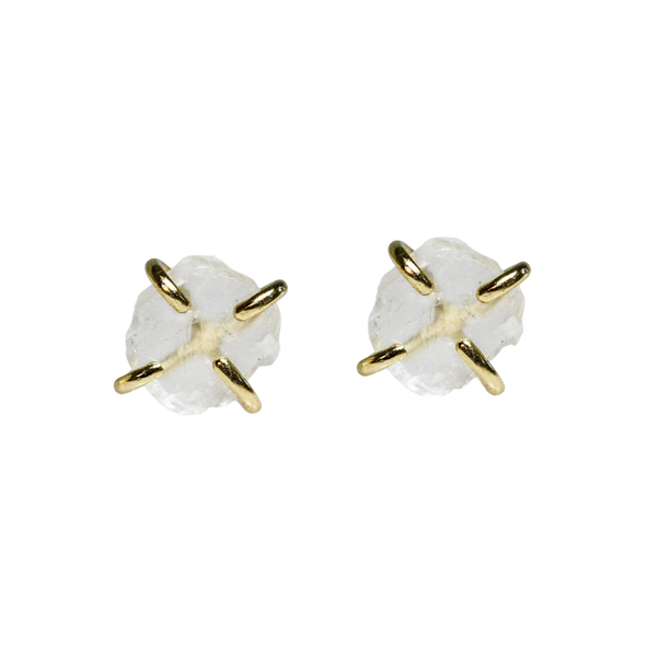 Clear Quartz Gemstone Prong Studs