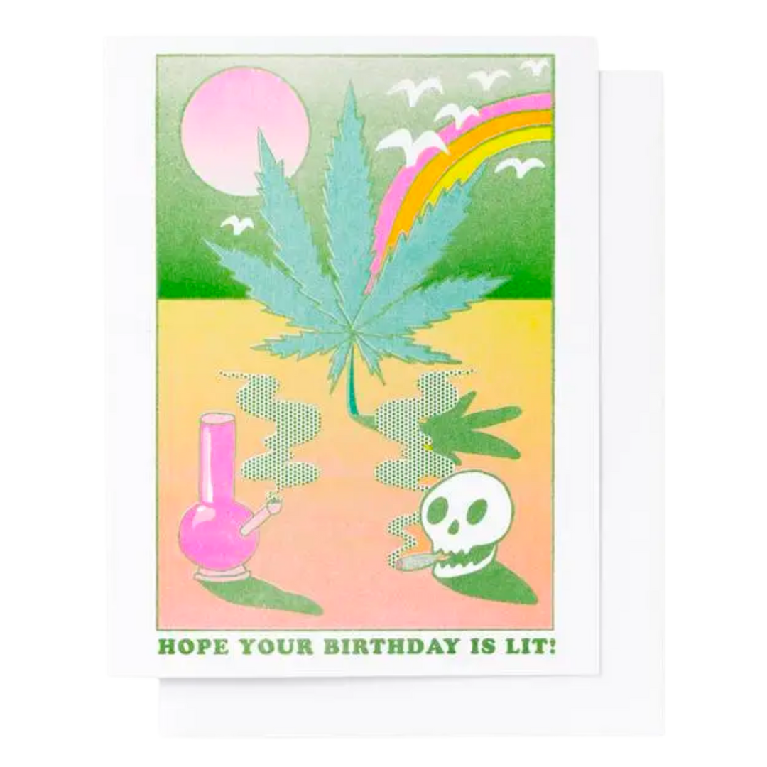 Lit Birthday Risograph Card
