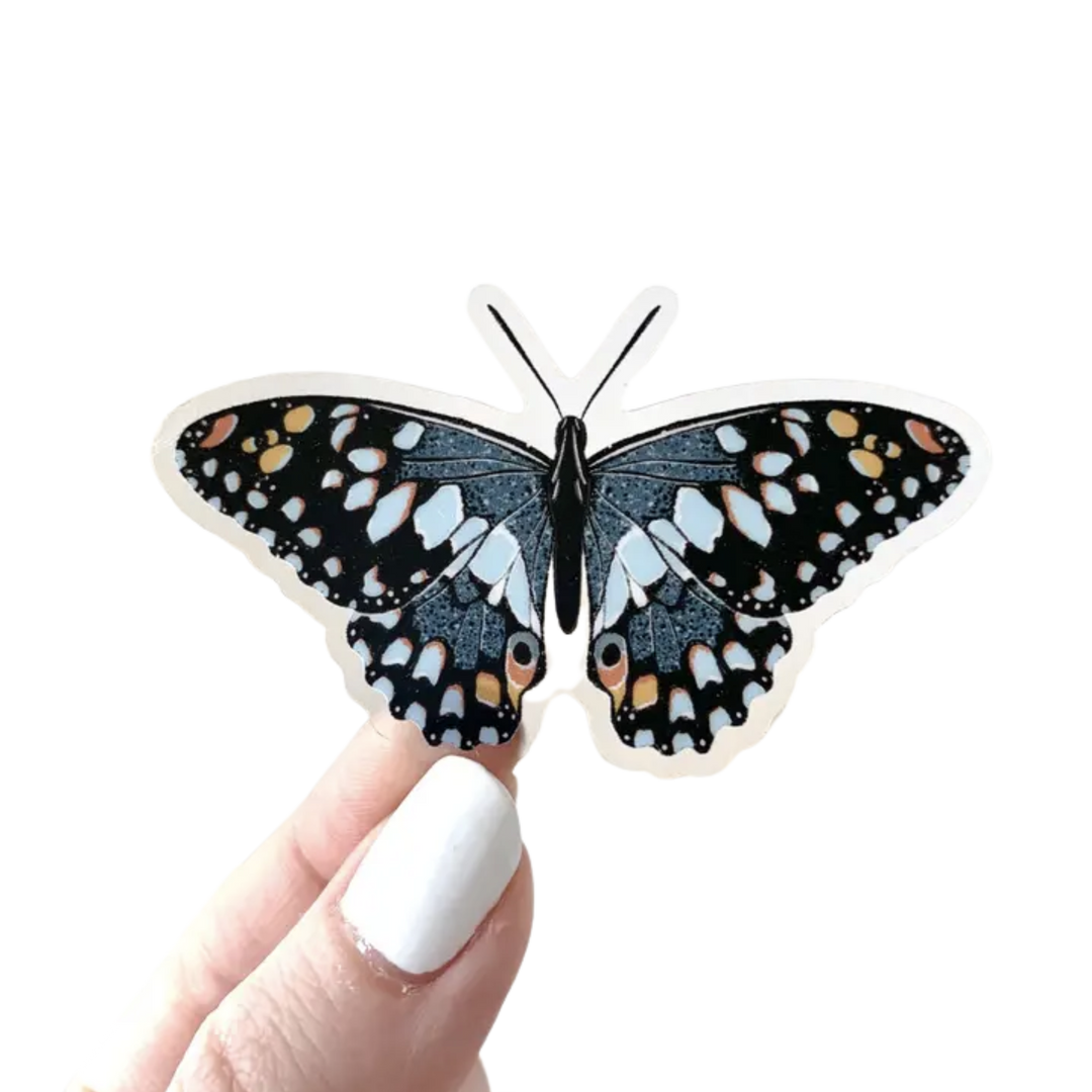 Blue Speckled Butterfly Clear Sticker