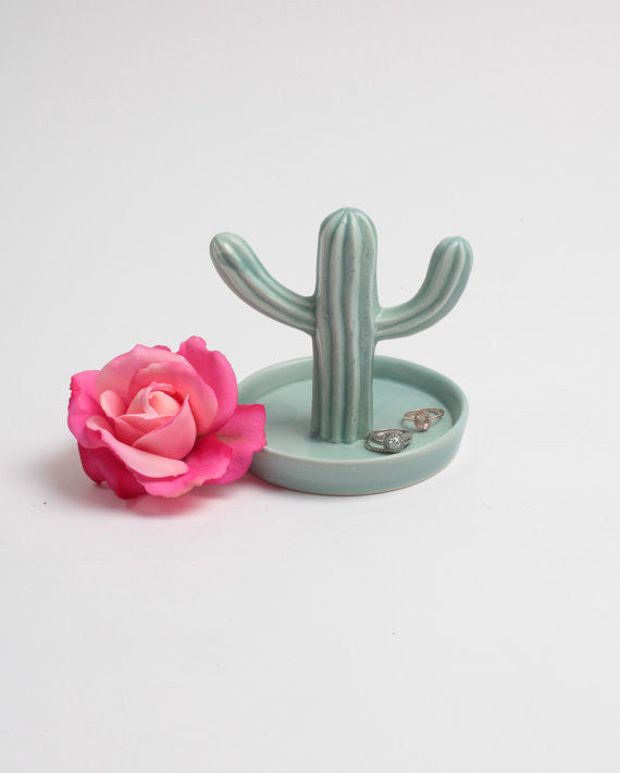Seafoam Green Cactus Jewelry Holder