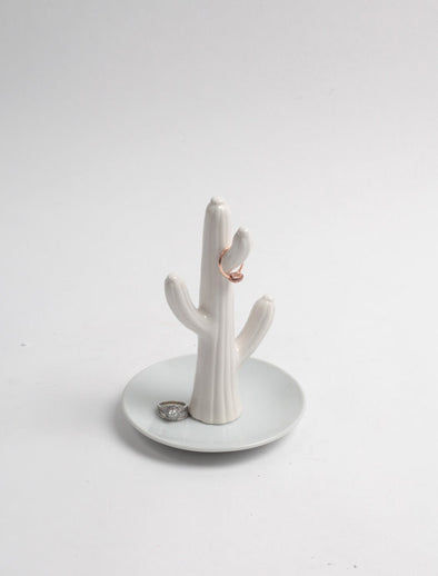 White Cactus Jewelry Holder