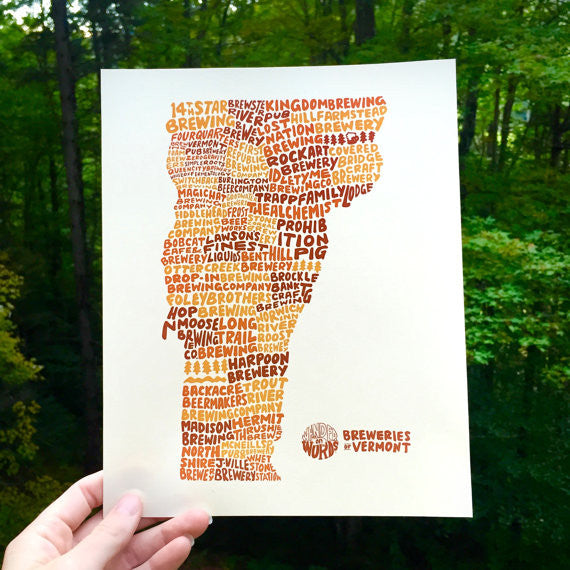 Breweries of Vermont 11x14 Art Print