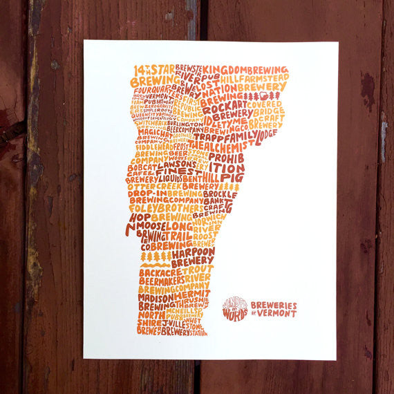 Breweries of Vermont 11x14 Art Print