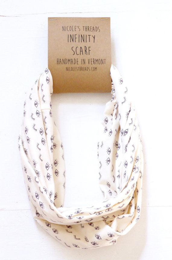 Organic Cotton Infinity Scarf - Eyes