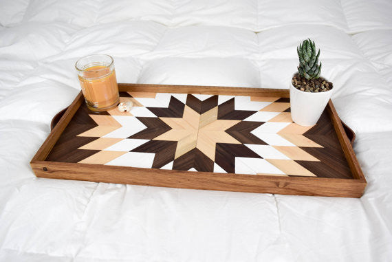 Wood Tray with Leather Handles // by Roaming Roots Studio