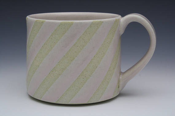 Pink Diagonal Stripes Mug
