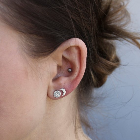 Moon Phase Stud Earrings - Sterling Silver*