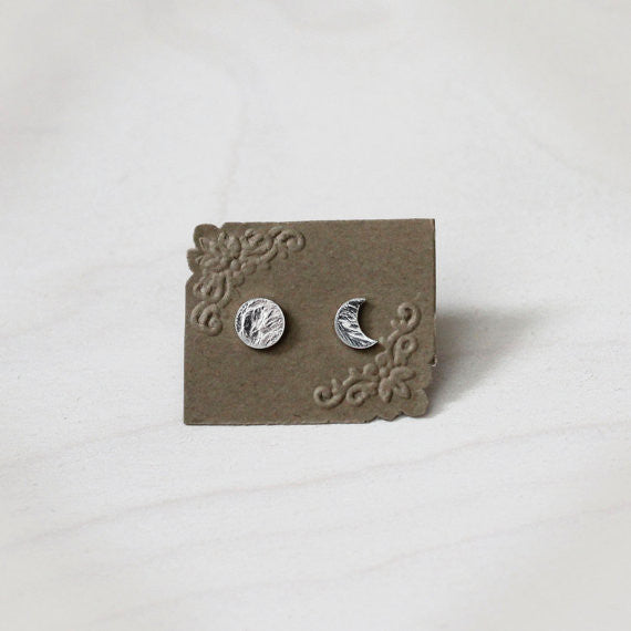 Moon Phase Stud Earrings - Sterling Silver*