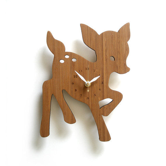 Modern Fawn Bamboo Wall Clock