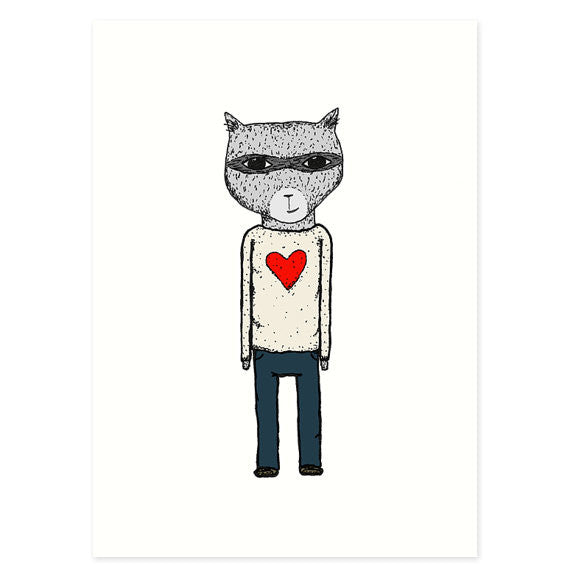 Sweater Raccoon 5x7 Art Print