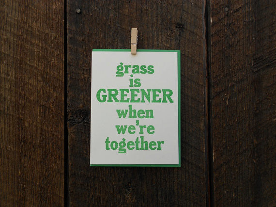 Grass is Greener Letterpress Card