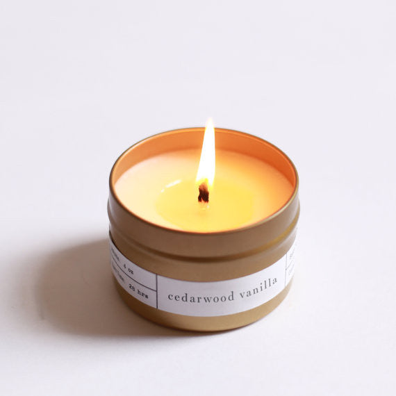 Cedarwood Vanilla Tin Travel Candle