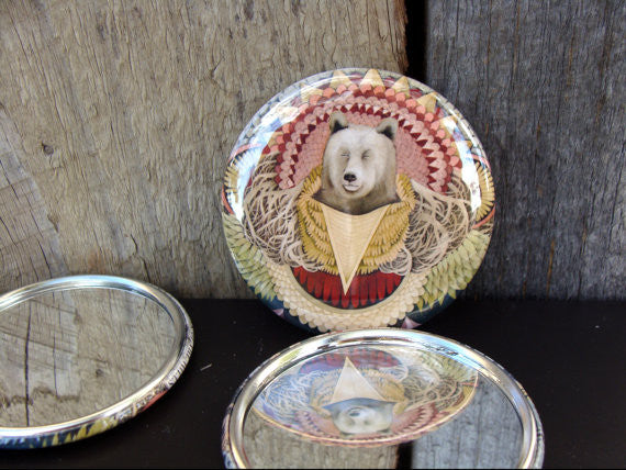 Asleep in the Quilted Forest: The Bear - Pocket Mirror