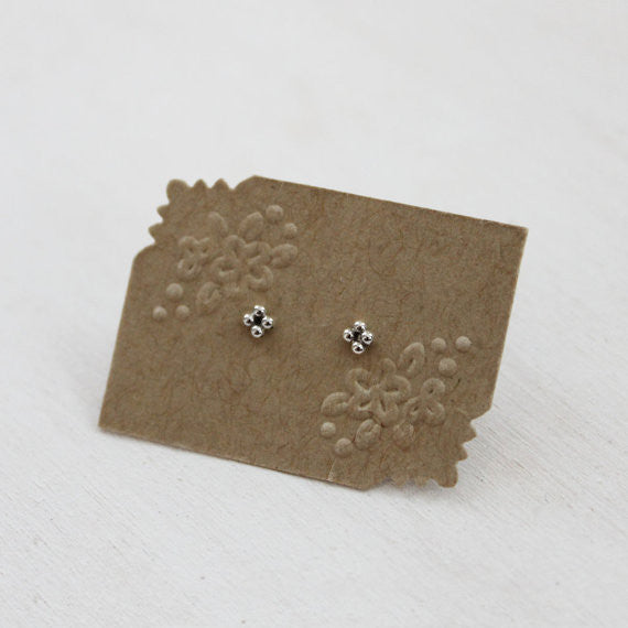 Mini Four Bead Stud Earrings - Sterling Silver*