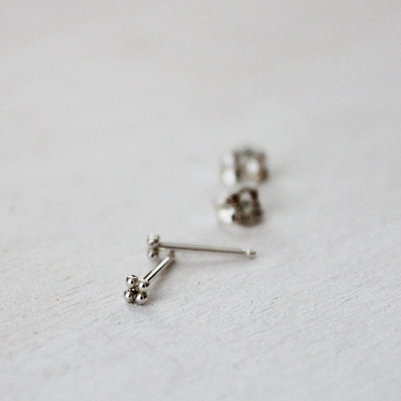 Mini Four Bead Stud Earrings - Sterling Silver*