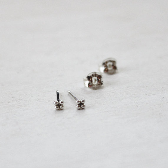 Mini Four Bead Stud Earrings - Sterling Silver*