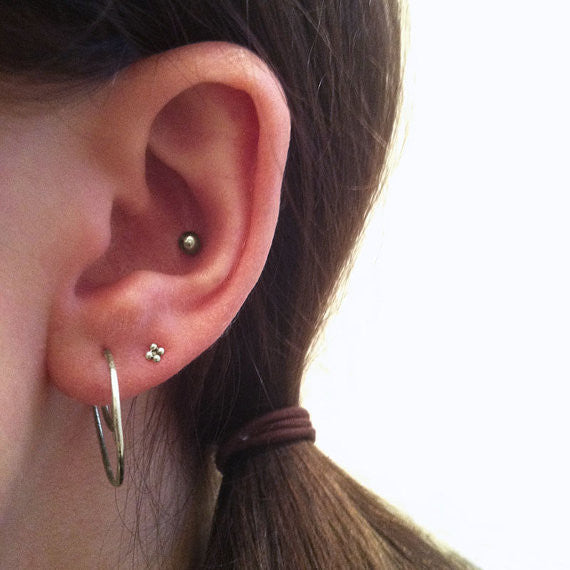 Mini Four Bead Stud Earrings - Sterling Silver*