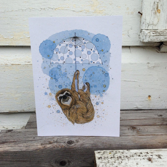 Sloth Greeting Card // by Nikki Laxar Art