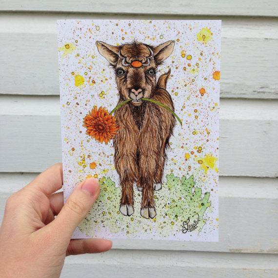 Goat Greeting Card // by Nikki Laxar Art