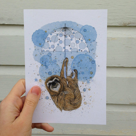 Sloth Greeting Card // by Nikki Laxar Art