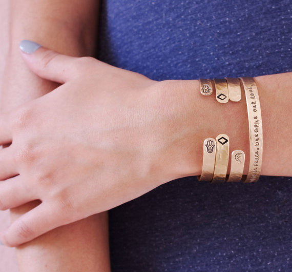 On The Other Side of Fear Lies Freedom Brass Cuff Bracelet