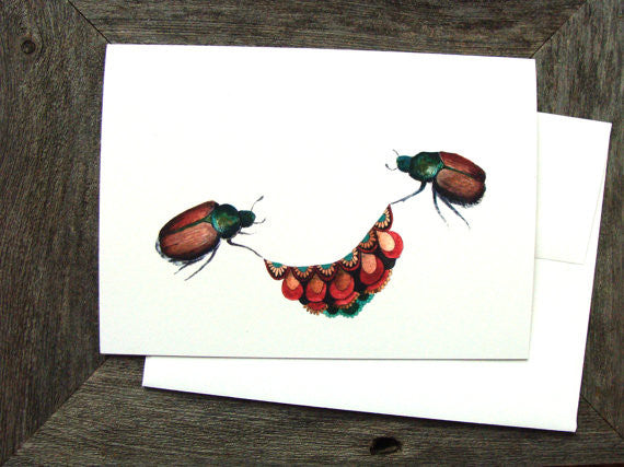Quilted Bugs: Beetles - Greeting Card