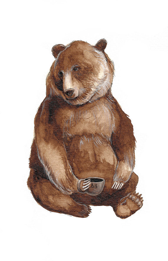 Critters and Cups: Bear - Greeting Card