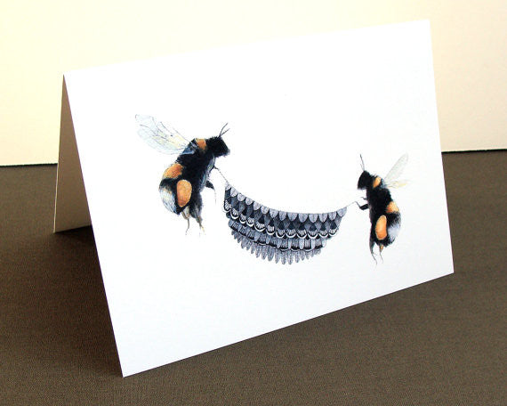 Quilted Bugs: Bumblebees - Greeting Card