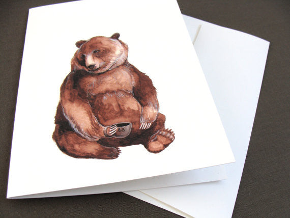 Critters and Cups: Bear - Greeting Card