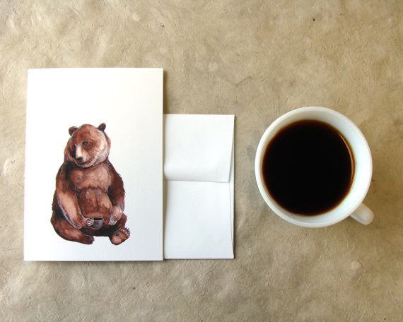 Critters and Cups: Bear - Greeting Card