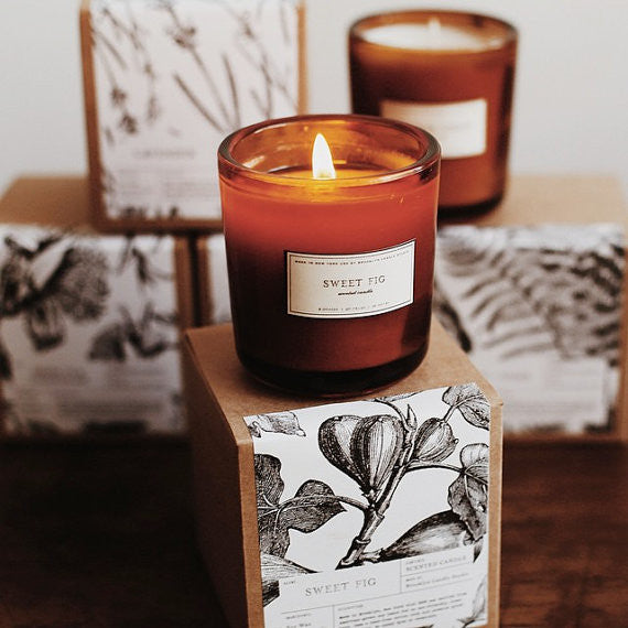 Sweet Fig Amber Glass Soy Candle