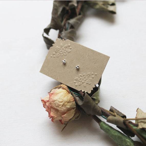 Mini Triple Bead Stud Earrings - Sterling Silver*