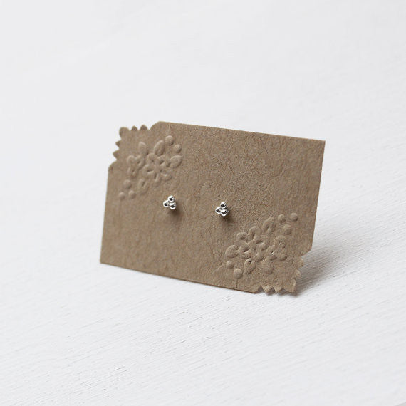 Mini Triple Bead Stud Earrings - Sterling Silver*