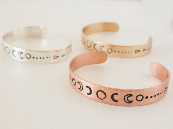 Copper Moon Phases Cuff Bracelet