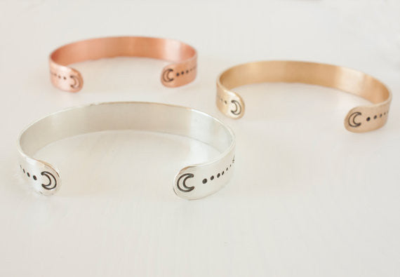 Copper Moon Phases Cuff Bracelet