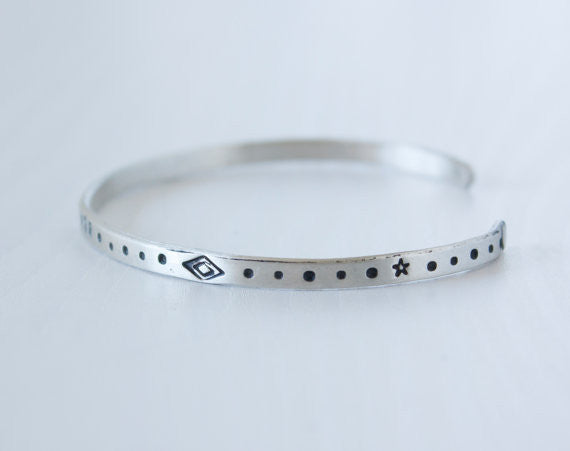 Dreamer Thin Cuff Sterling Silver Bracelet