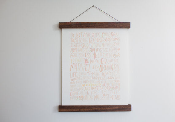 Wooden Poster Hanger -  Walnut 8 inches