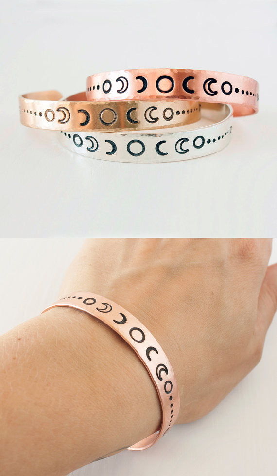 Copper Moon Phases Cuff Bracelet