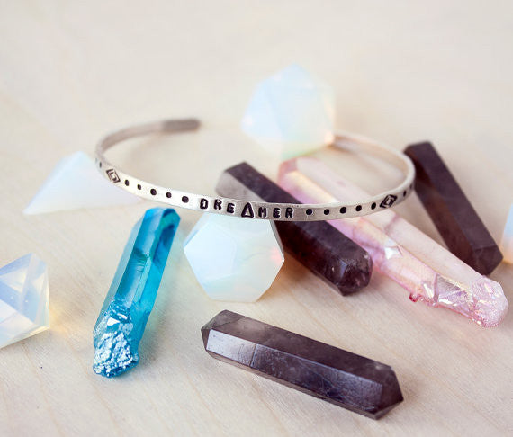 Dreamer Thin Cuff Sterling Silver Bracelet
