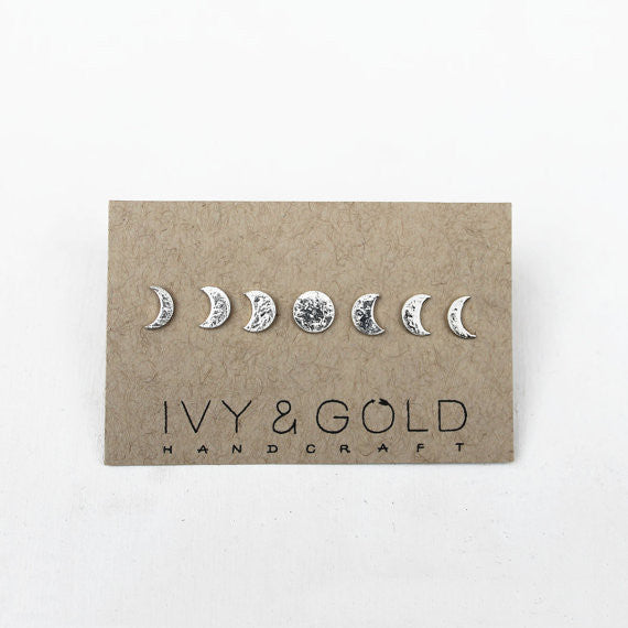 Sterling Silver Phases of the Moon Stud Earring Collection*