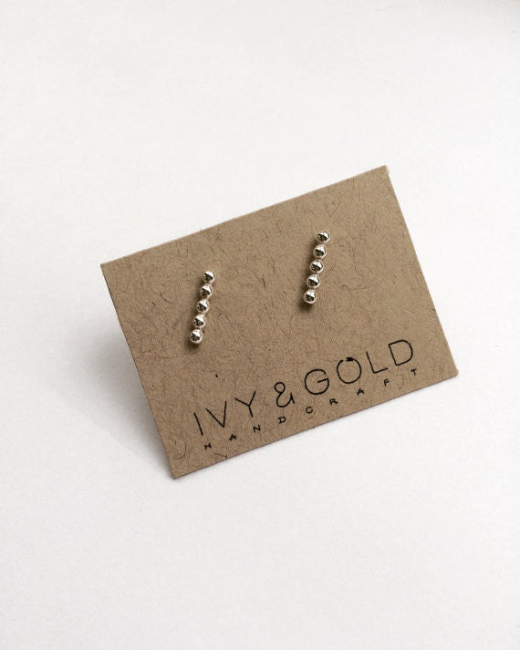 Beaded Bar Earrings - Sterling Silver*