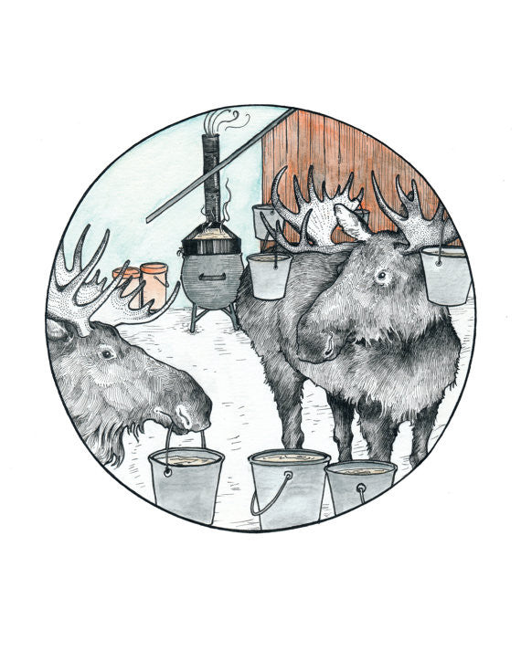 Maple Syrup Moose Print