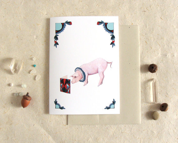 Critters and Cards: Pig - Greeting Card