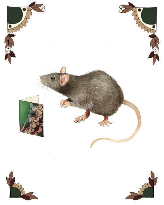 Critters and Cards: Rat - Art Print