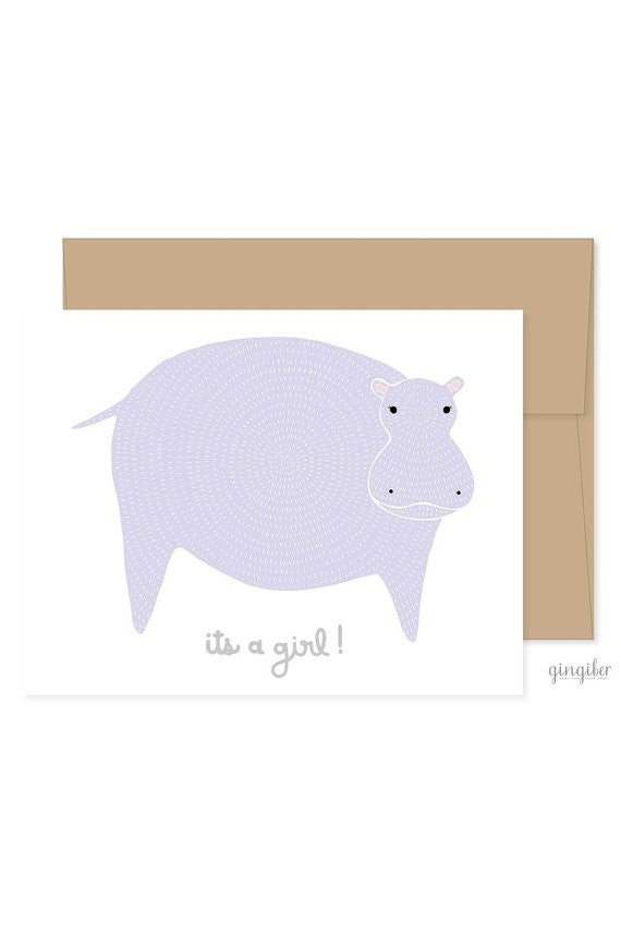It's a Girl Greeting Card Hippo